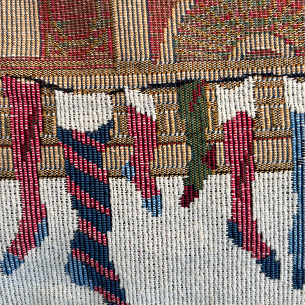 Vintage pillow tapestry ‘Twas the night before Christmas’ green cream stockings